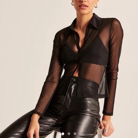 Abercrombie & Fitch Collared Mesh Top - Picture 2 of 2